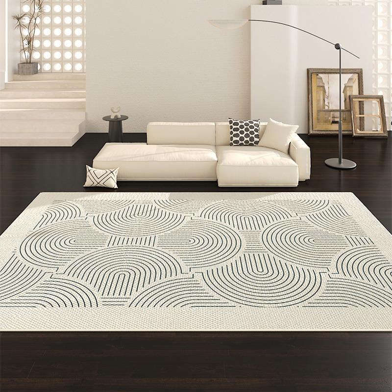 Living Room Carpet Large Size French Style Home Decoration Rug Black White Minimalist Bedroom Mat Coffee Table Sofa Floor Mats