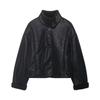 European-American Style Black Suede Leather Jacket for Women, Short Winter New Shearling Jacket