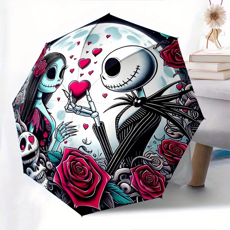 1 Auto Open Nightmare Before Christmas, Jack Skellington Themed Colorful 8-rib Portable Umbrella for Men and Women, A Compact Commuting Comp