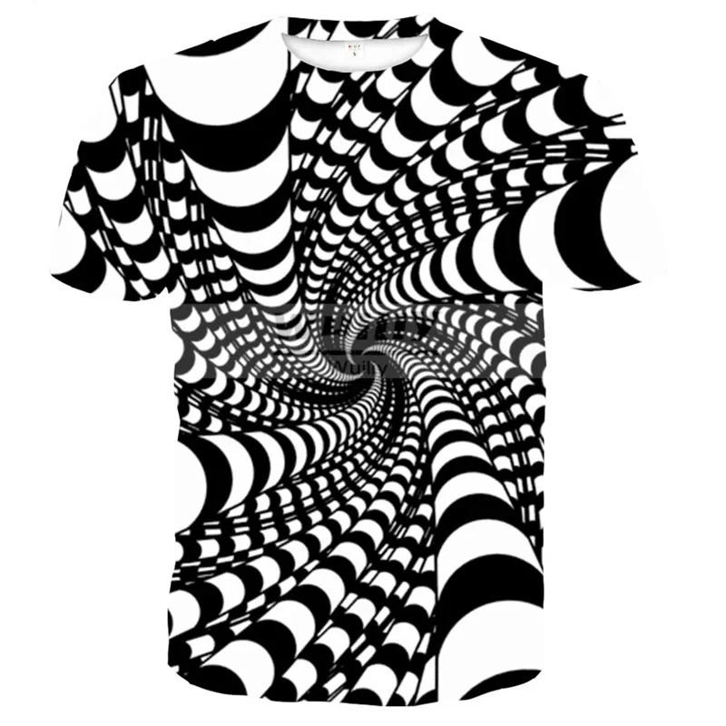 Fashion Summer New Optical Illusion Pattern Men's T-shirt Street Hip Hop Harajuku Round Neck Plus Size Short Sleeve
