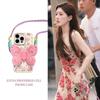 Zhao Ruth, the Same Pink Bow Back Clip Messenger Is Suitable for iPhone16promax Apple 15 Mobile Phone Case 14.