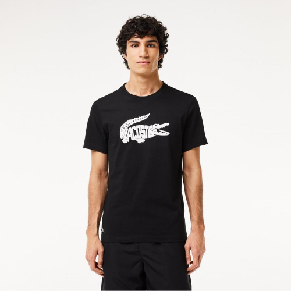 

LACOSTE Мужская футболка с коротким рукавом и надписью Big Croc [черный]