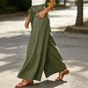High Waist Wide Leg Palazzo Pants for Women with Belted Tie Elastic Waist Loose Fit Trousers for Casual or Office Wear
