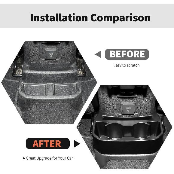 Rear Cup Holder for Jeep JL & JT,Rear Seat Storage Box Tray Organizer Floor Console Mounted Drink Holder Interior Accessories Compatible with Jeep