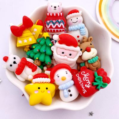 Harz Kawaii Bunt Weihnachtsbäume Elch Schneemann Glocken Stern Flatback Cartoon Weihnachten Figur 10 STÜCKE Scrapbook DIY Deko Basteln