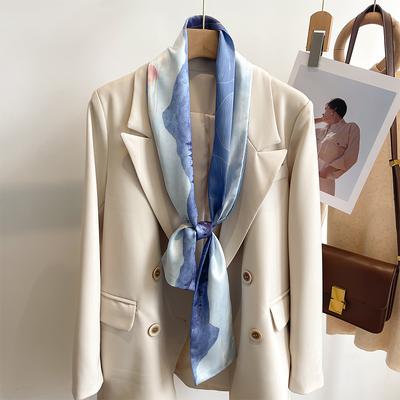 2024 Luxury Brand Fashion New Korean Style Small Silk Scarf Women Tie Bag Headband Printing Designer Hairband Neckerchief Ribbon