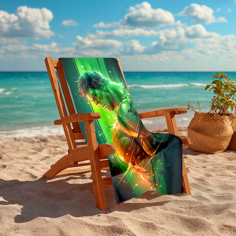 1Pc Green Lantern Power Beach Towel, Quick Dry, Multi-Use for Beach Pool Gym Yoga Home Travel, Christmas, Halloween, Xmas Gift M929179