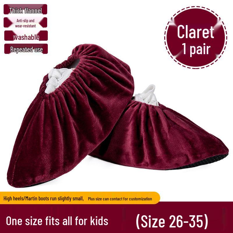 Бархатные нескользящие чехлы для домашней обуви: Многоразовый, Стирающийся, Утолщенная ткань, Износостойкий, Вышиваемый логотип, Доступны детские размеры.