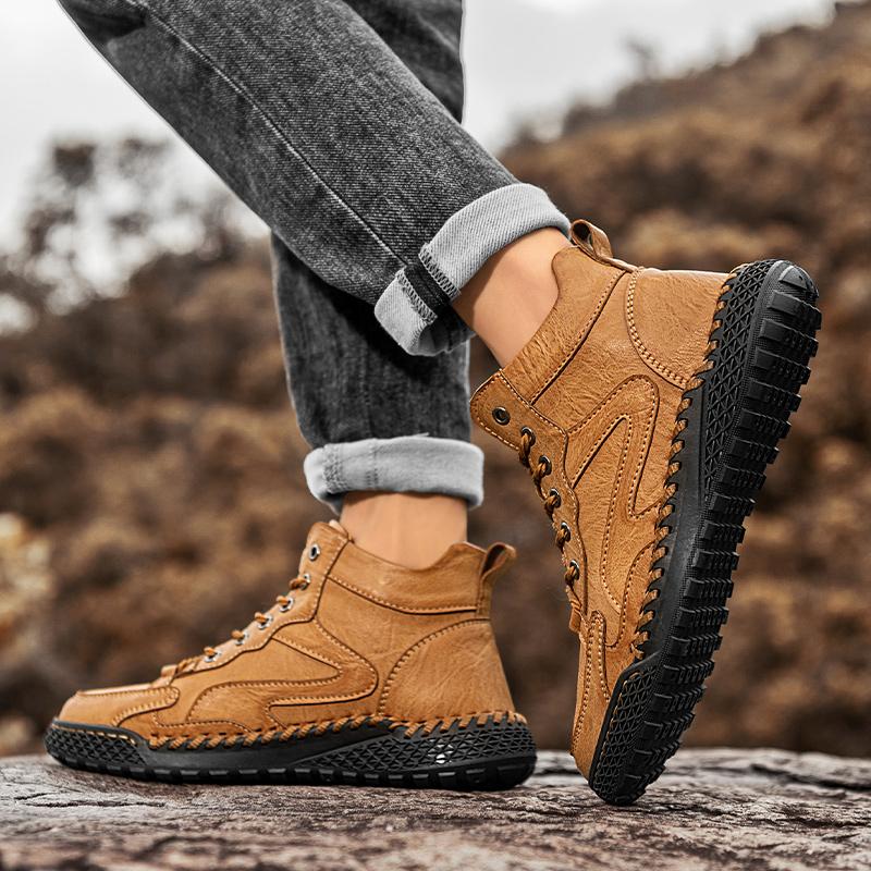 Handmade Genuine Leather Boots Men Shoes Comfortable Ankle Boots For Men Casual Shoes Outdoor Tooling Shoes
