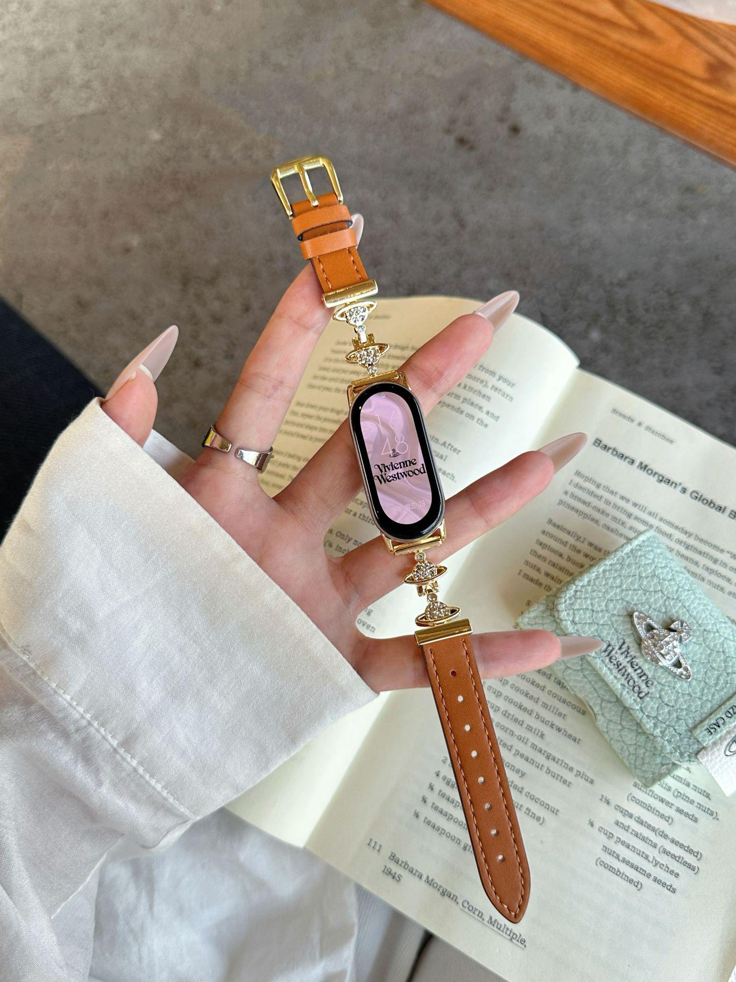 

Сатурн Алмазная Кожаная Ремешок Подходит Для Xiaomi 89Pro Браслет Apple Iwatch10 Часы Fit3 Huawei Gt5 38/40/41/(10th generation 42mm) universal коричневый