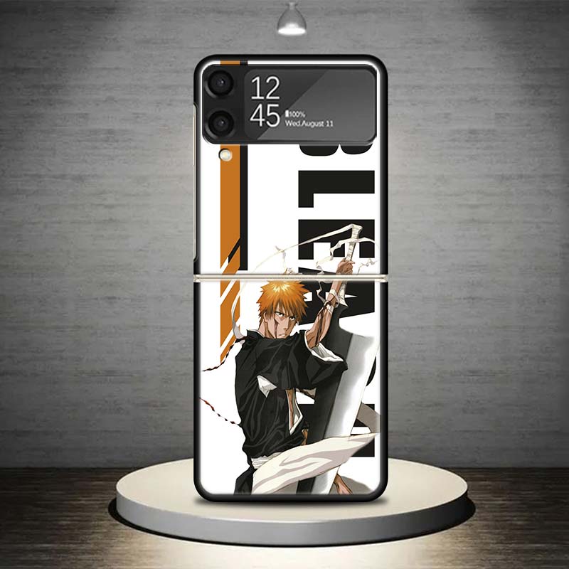 Anime Bleach Ichigo Kenpachi Phone Case For Samsung Galaxy Z Flip 7 6 5 4 3 5G Shockproof Cover Z Flip7 Flip6 ZFlip5 Flip3 Flip4