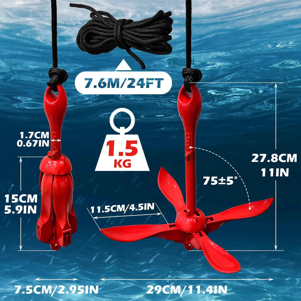 Socpuro Kayak Anchor 1.5kg Folding Anchor Total Length 29cm Boat