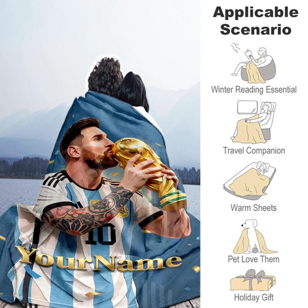 Messi 18 Personalized Name Blanket Cozy Customizable Blanket Comfortable Great for Nap Chair Picnics Home Decor Ideal for All Seasons