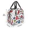 Ice Hockey Players On Rink Insulated Lunch Bag for Women Office Cooler Thermal Food Box Tote Portable Lunch Boxes Container
