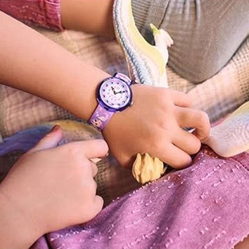 SWATCH Flik Flak Feifei series quartz movement waterproof 30 meters fashion 31.85mm purple dial bio-based plastic case recycled PET strap ZFBNP233
