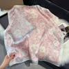 70x70cm Lightweight Cotton Silk Square Scarf With Boho Floral Print Breathable Neck Wrap Women
