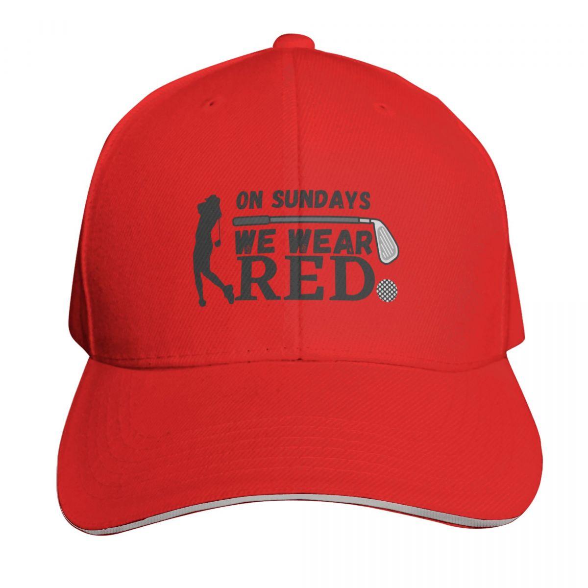 On Sundays We Wear Red Baseball Cap Hat Unisex GentleUnisex Hat Fishing cap party Hat Unisex Golf Wear Womens
