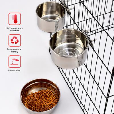 Stainless Steel Pet Food Bowl 10-20CM Ordinary Cage Hanging Dog Basin Feeder Large Capacity Fixed Metal Feeding Bowl