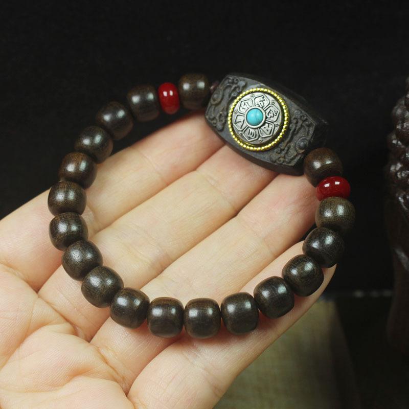 Chenguibao Agarwood Rotating Bracelet Carved Six Syllable Mantra