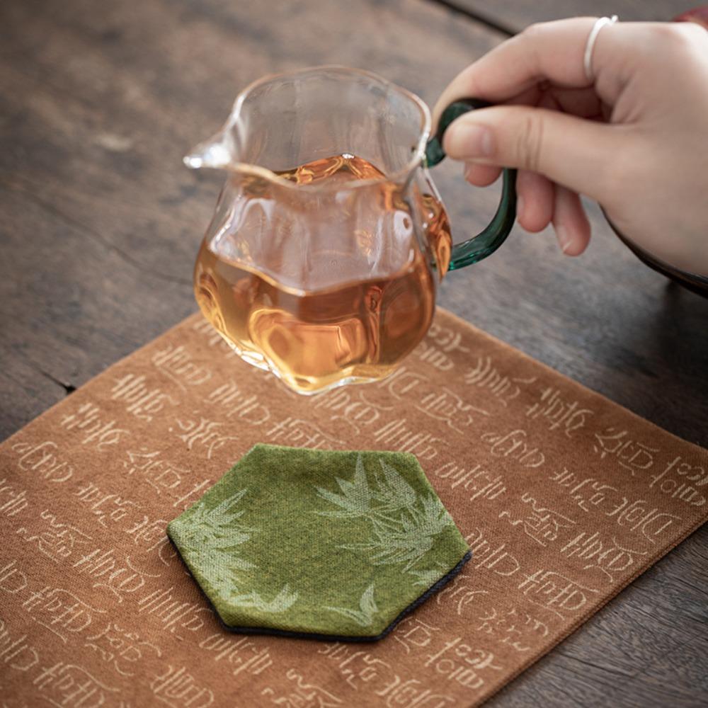 Hexagonal Tea Cup Insulated Mat Tie-Dye Fabric Teacup Holder Classic Table Mat Tea Room