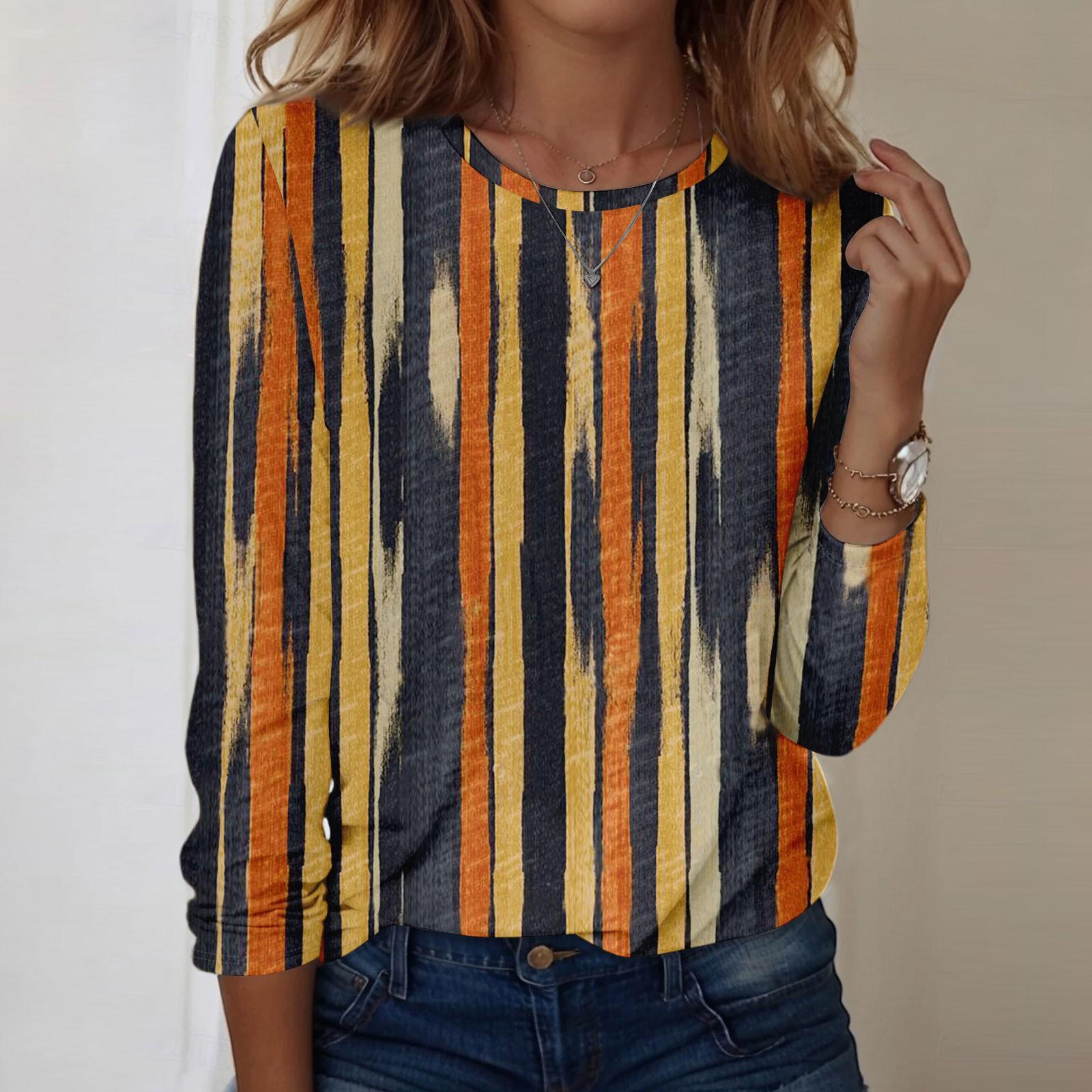 

Рубашки с длинным рукавом для женщин, милые футболки с графическим принтом, блузки, повседневные базовые топы больших размеров, пуловеры L кофейный