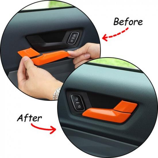 8Pcs Orange Inner Door Handle Frame Cover Trim For Ford Maverick -