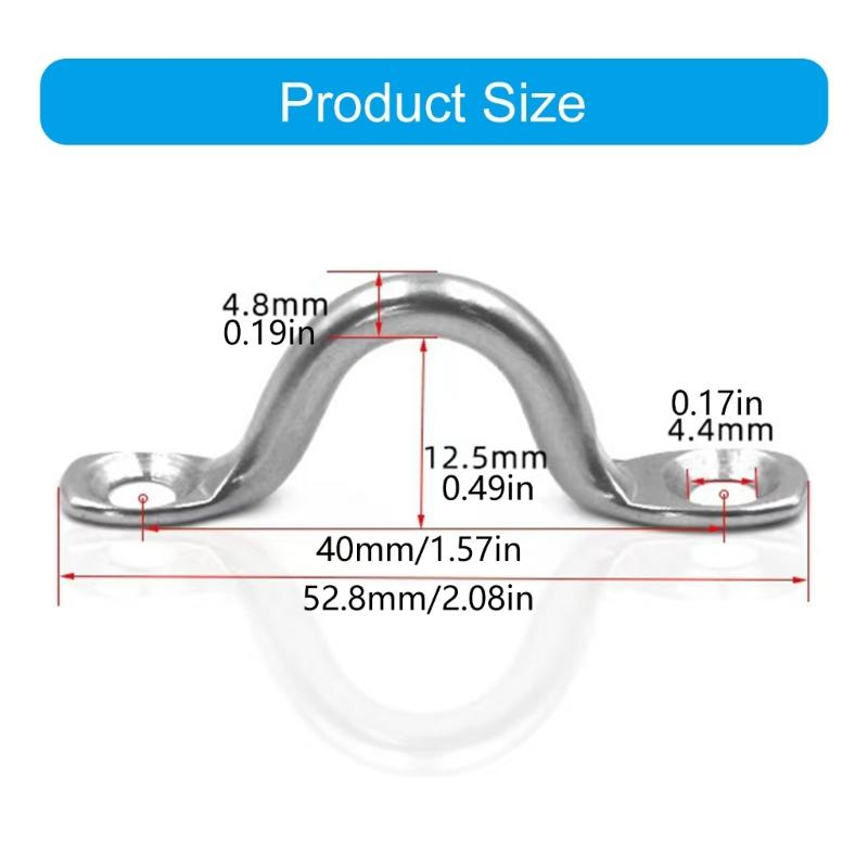 8pcs/10pcs Marine Boat Top Pad Eye Tie Down Anchors Point Tie Down Kayak Deck Loop with Screws Stainless Steel Eye Strap