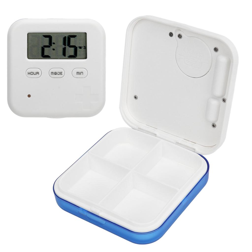 Portable Medicine Box with Timer Smart Medication   with   Vibration Reminder 4 Large Compartments Medicine Case