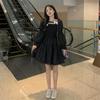 Japanisches Harajuku Damen Schwarz Weiß Kleid Quadrat Kragen Bodycon Schleife Ballkleid Kleid Y2K Gothic Niedlich Kawaii Mini Partykleid