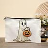 Retro Pumpkin Storage Halloween Makeup Bag, Scratch Resistant Durable Canvas Holiday Theme Stationery Bag Zipper Toiletry Pouch, for
