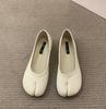 Fashion Bailamos Women Split Toe Fur Slippers Tabi Ninja Slip On Flats Round Toe Shallow Lazy Boat Slingback Mules Shoes Soft Warm Loafe