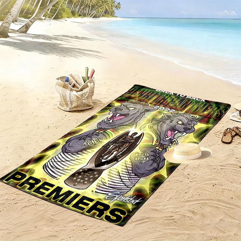 Penrith Panthers Charge Print Beach Towel, Large Soft Quick Dry Towel for Beach Camping Swimming