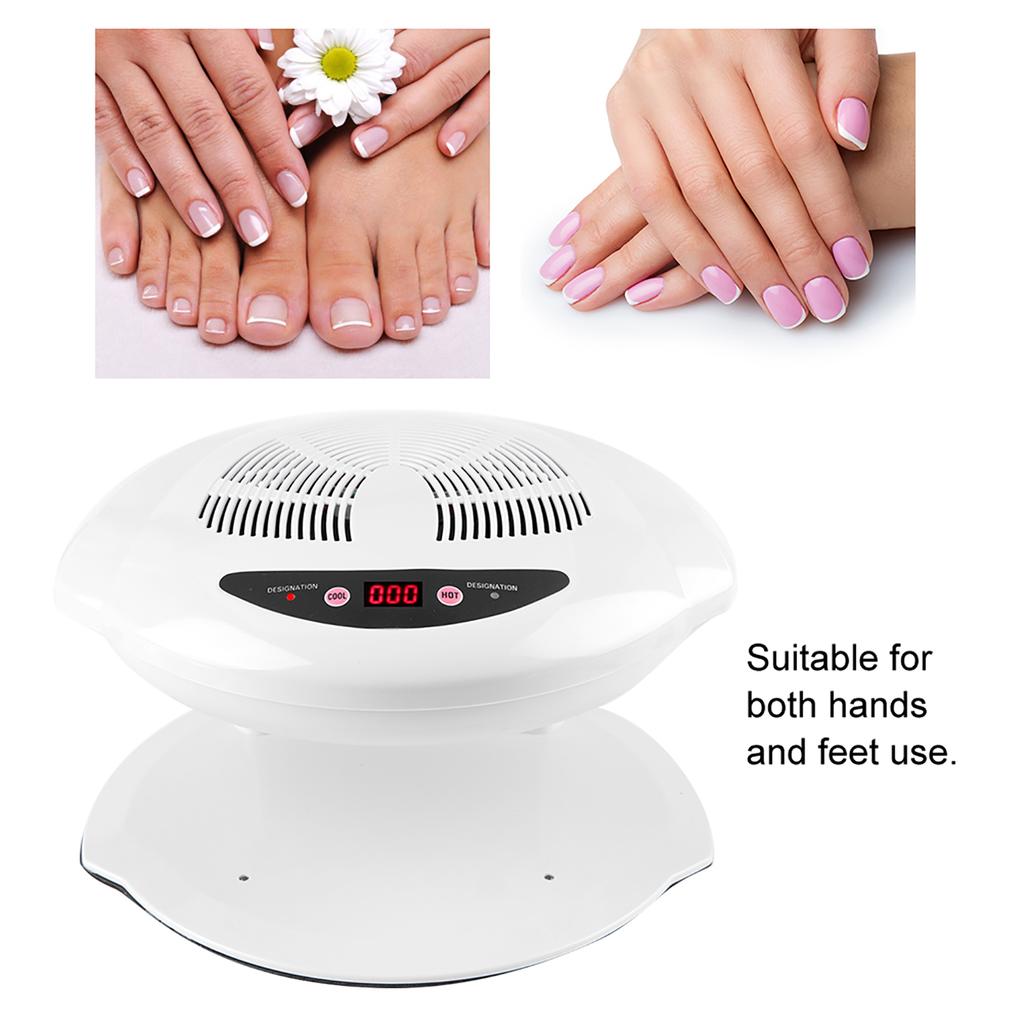 Hot & Cold Air Nail Dryer WarmCool Nail Polish Drying Fan Manicure Tool White