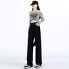 Comfortable Pear Shape Body Black Jeans Women Skinny Small People High Waist Straight Wide Leg Long Trousers Jeans for Women Long Denim Pants