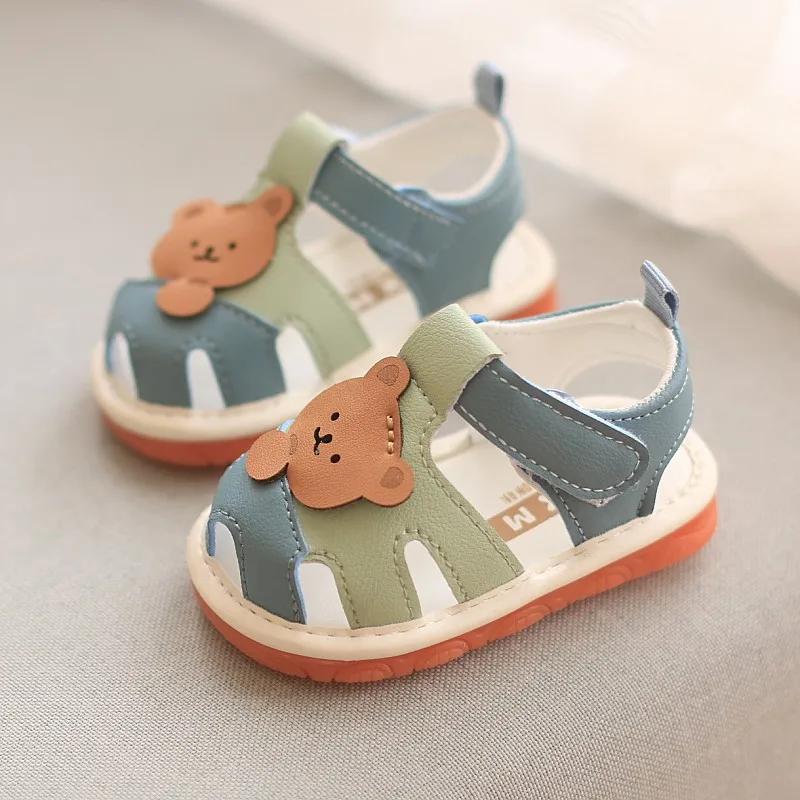 Baby Kids Walking Sandals Cartoon Bear Prints Closed Toe Summer Beach Shoes Breathable Lightweight Comfort Children Sandals 21