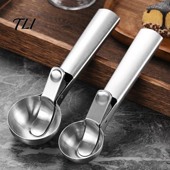 Professional Dessert Portioner Stainless Steel Ice Cream Scoop with Trigger, Easy Release Hard Effortless Food Portioning Tool Dough Scooper, Kitchen