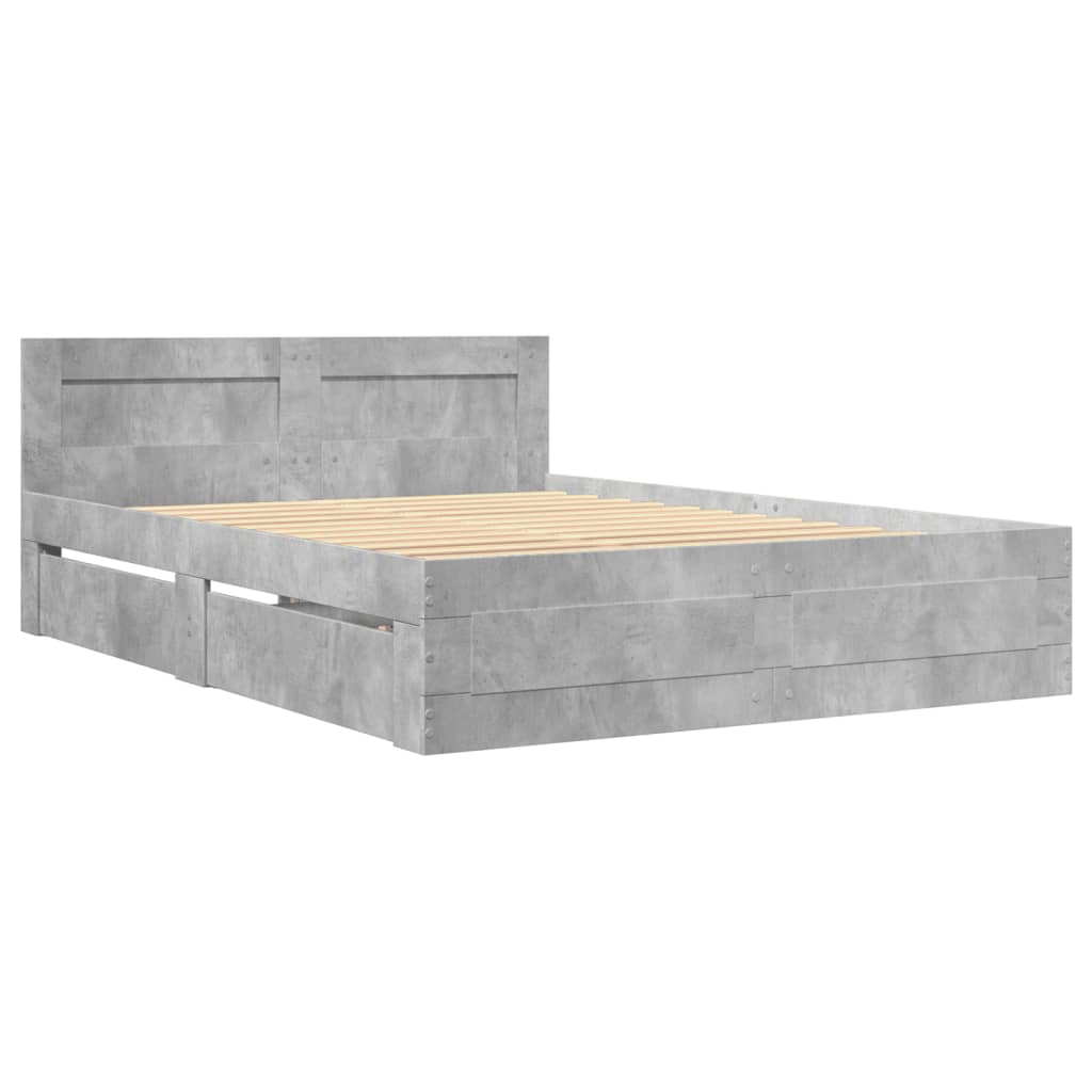 Bed Frame with Headboard Concrete Grey 120x200 cm Engineered Wood