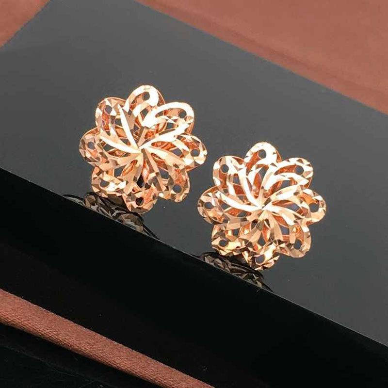 

Purple Gold Shiny Hollow Flower Stud Earrings Women S Design Sense Temperament Color Gold Plated Rose Gold Earrings