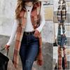 Sleeveless Turn Down Collar Plaid Mid Length Women S Vest