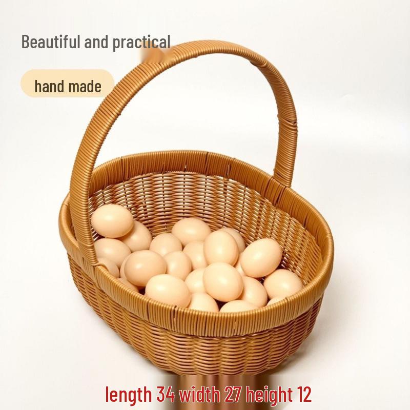 Handmade Imitation Rattan Woven Basket - Perfect for Shopping, Fruits, Eggs, Vegetables, Storage, and Picnics.