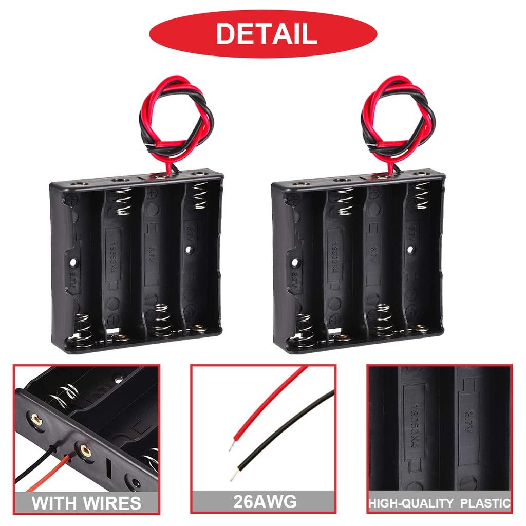 18650 Battery Storage Box Case 1 2 3 4 Slot DIY Plastic Batteries Clip Holder Container With Wire Lead For 18650 3.7V Batteries