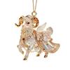 2D Flat Goat Hanging Ornament Shining Acrylic Animal Hanging Decoration Angel Wings Artificial Rhinestone Zodiac Goat Souvenir