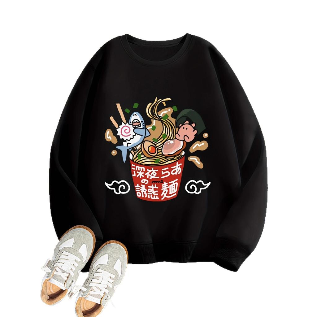 Sudadera con Estampado de Ramen Estilo Japonés para Niñas para Otoño Sudadera Casual Infantil