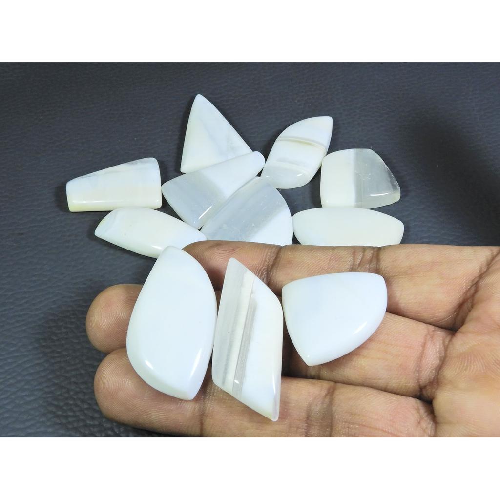 260Cts. Natural White Opal Fancy Cabochon Loose Gemstone 11Pcs Lot A-563