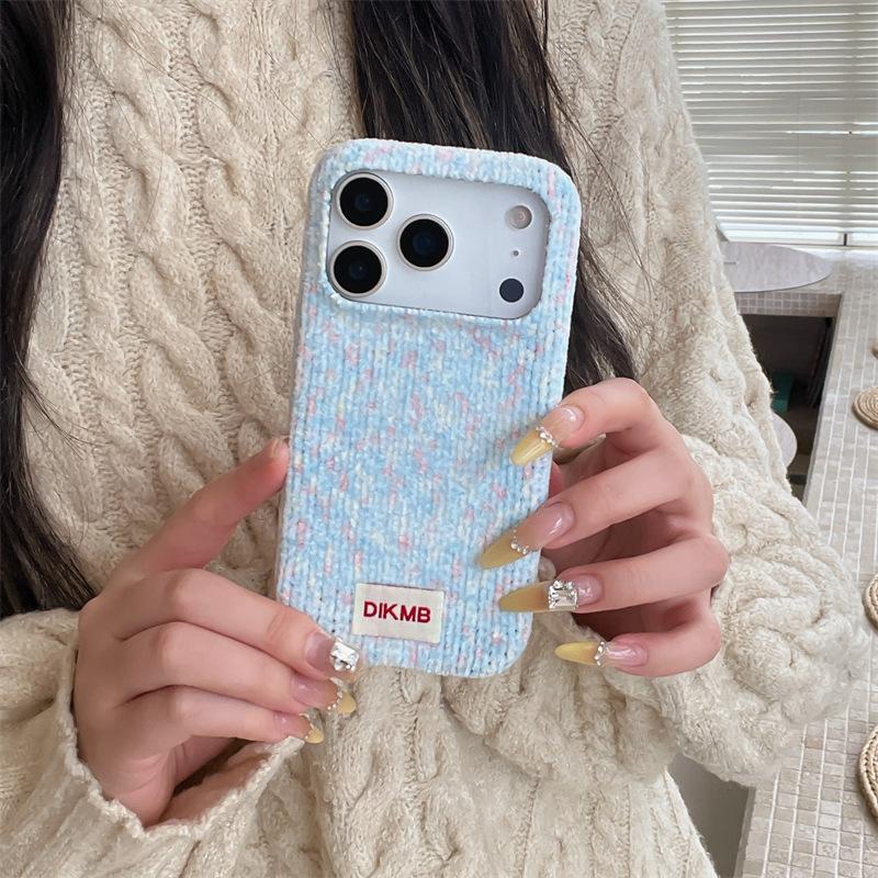 Blaue Strickstoff-Handyhülle für iPhone 15, iPhone 16, iPhone 17 Pro Max