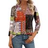 Women's Casual Fashion Sexy Comfortable V-Neck Floral Seven Sleeve Top