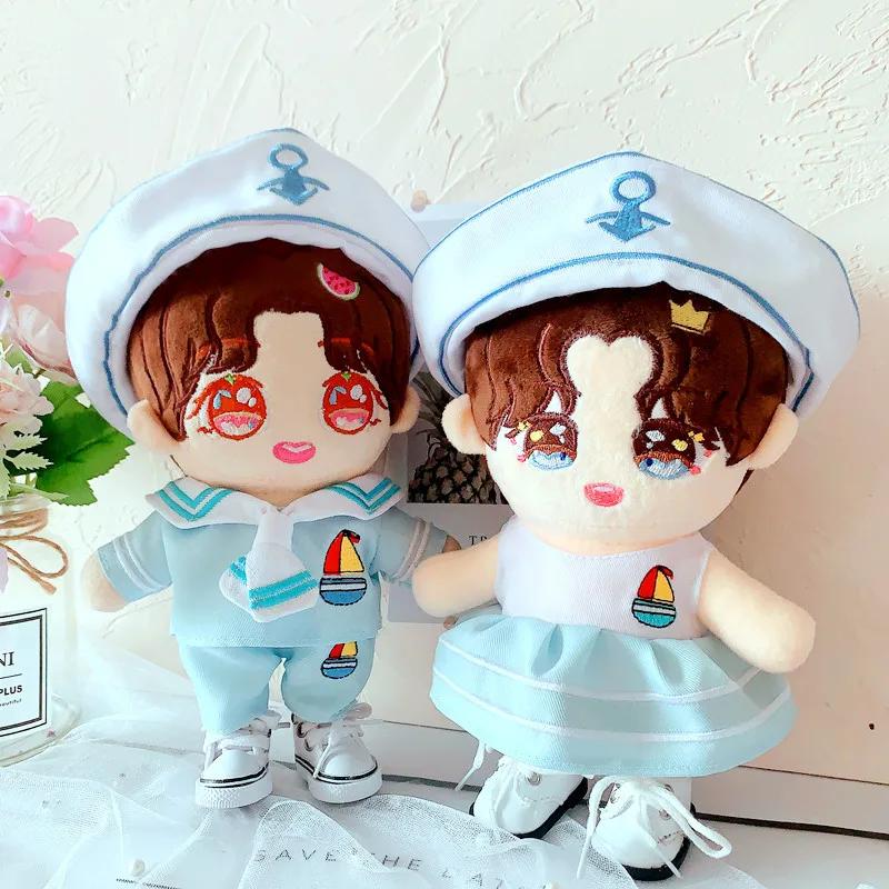 20cm Doll Clothes Lovely Hat Navy Uniform Suit Outfit Dolls Accessories for Korea Kpop EXO Cotton Idol Dolls Present DIY Playthings