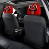 Red Base Starry Eye Tongue-Out Emoji Car Headrest Cover, All-Season Universal, Quirky Car Seat Decor