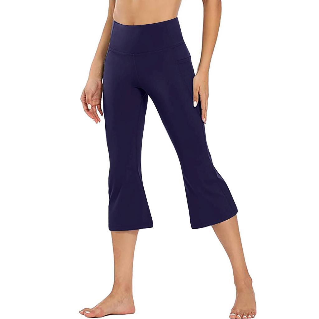 Women's Fashionable Yoga Pants With Pockets: Casual Flared Cropped Pants