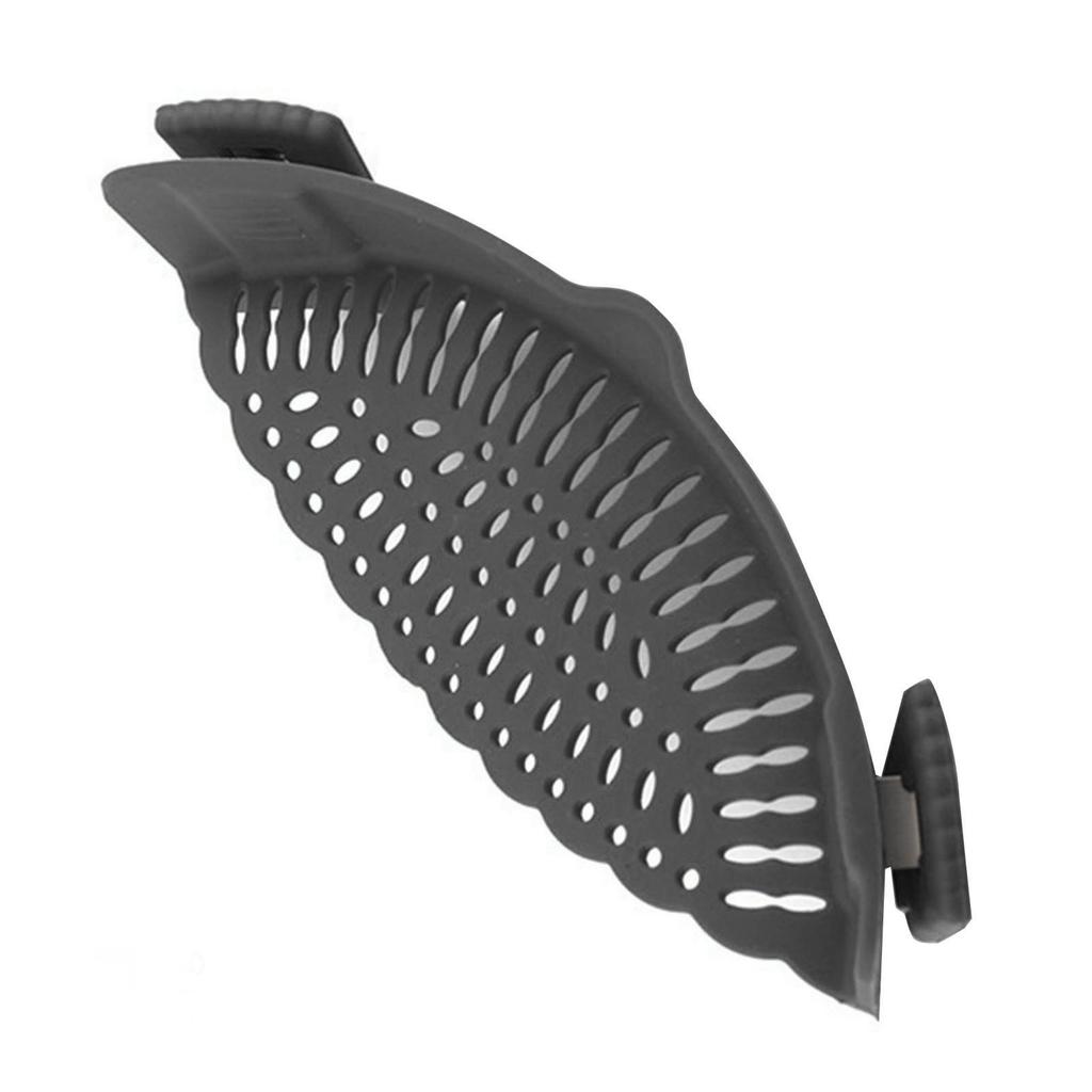 Snap N Strain Pot Strainer Silicone Clip On Strainer for Pots Meat Vegetables Fruit Black Kitchen Gadget